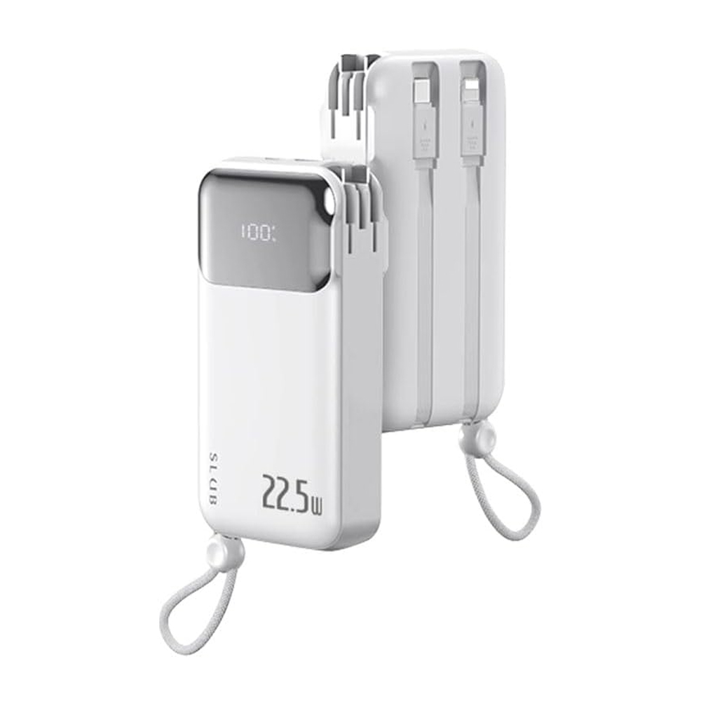 【2026新モデル】モバイルバッテリー 10000mAh 大容量 3in1 コンセント一体型 折りたたみ式プラグ ACアダプター付 4台同時充電可能 PD 22.5W急速充電 2本ケーブル内蔵 デジタル残量表示 安全保護機能搭載 PSE認証 機内持ち込み可能 iPhone&Android対応 （ホワイト）