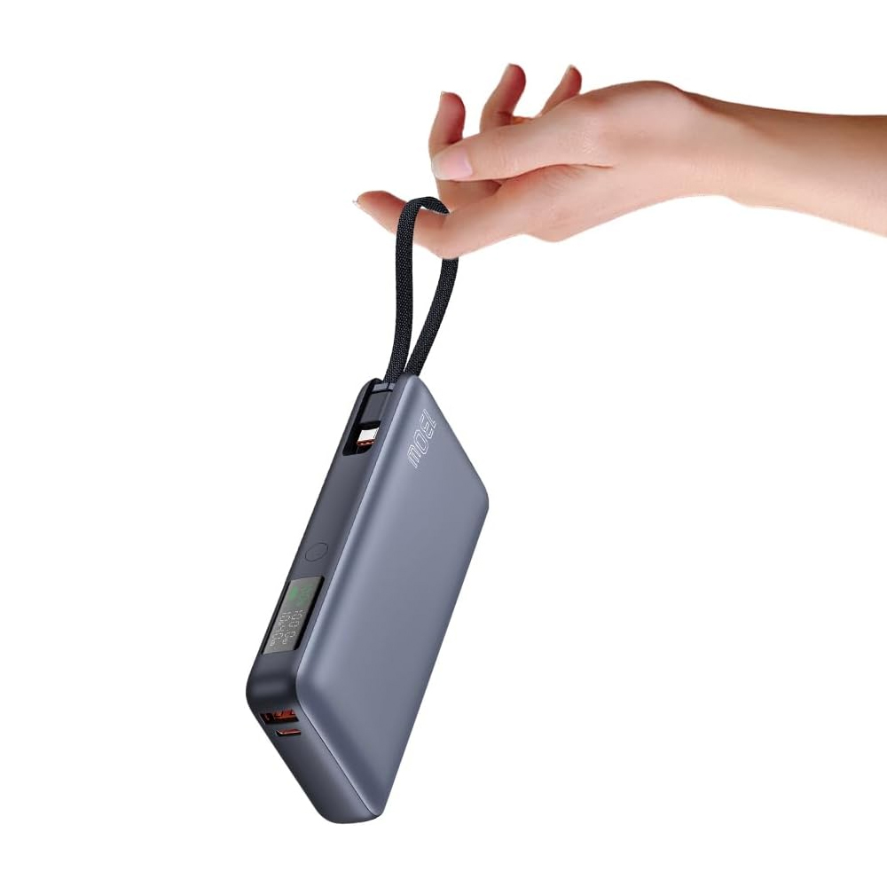 【2025年 登場】 モバイルバッテリー 26800mAh 大容量 ケーブル内蔵 3台同時充電 PD/QC3.0対応 100W急速充電 Type-C出力/入力 USB-A出力 ノートPC充電 互換性 持ち運び便利 LEDデジタル残電量表示 安全保護機能搭載 出張 旅行 いざという時の備え PSE認証済 日本語取扱説明書（グレー）